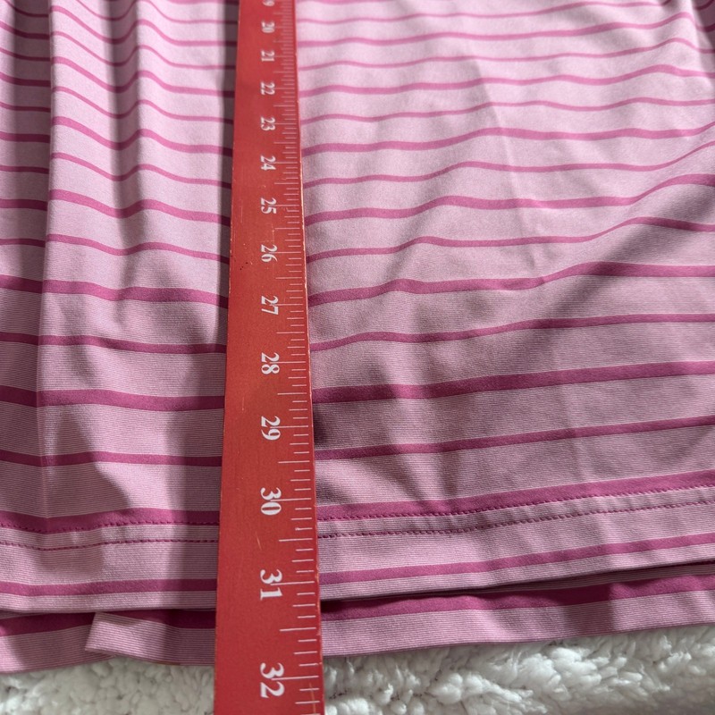 Peter Millar Pink Striped Performance Polo Shirt Men's Large Golf Stretch gallery