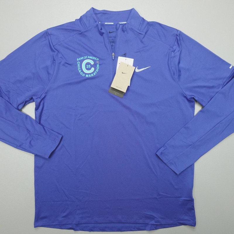 Nike Men's Bank of America Chicago Marathon 25 1/4 Zip Pullover Size L Blue gallery