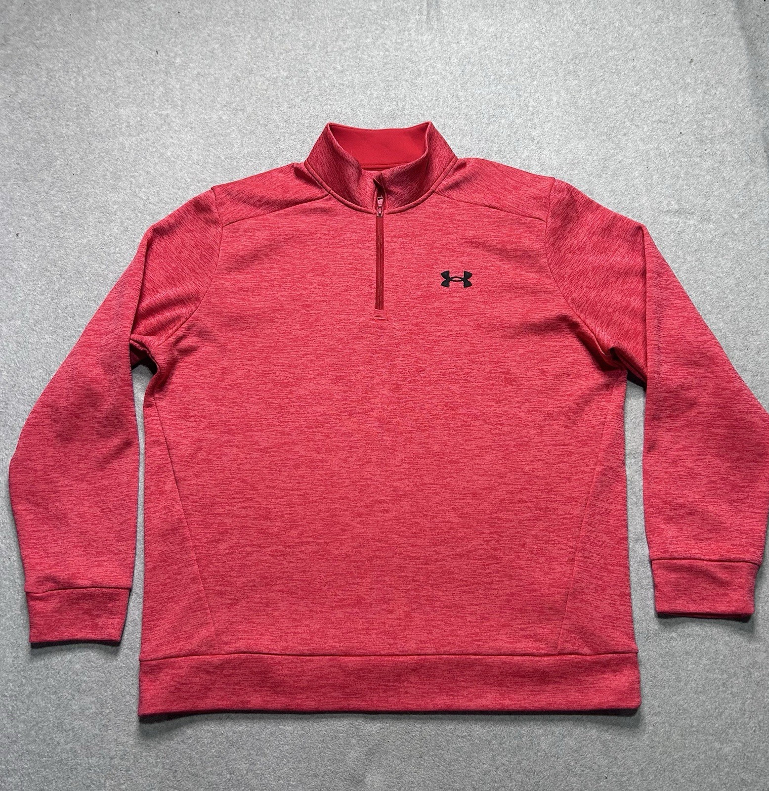 Under Armour 1/4 Zip Fleece Pullover Red Loose Fit Performance Golf Casual gallery