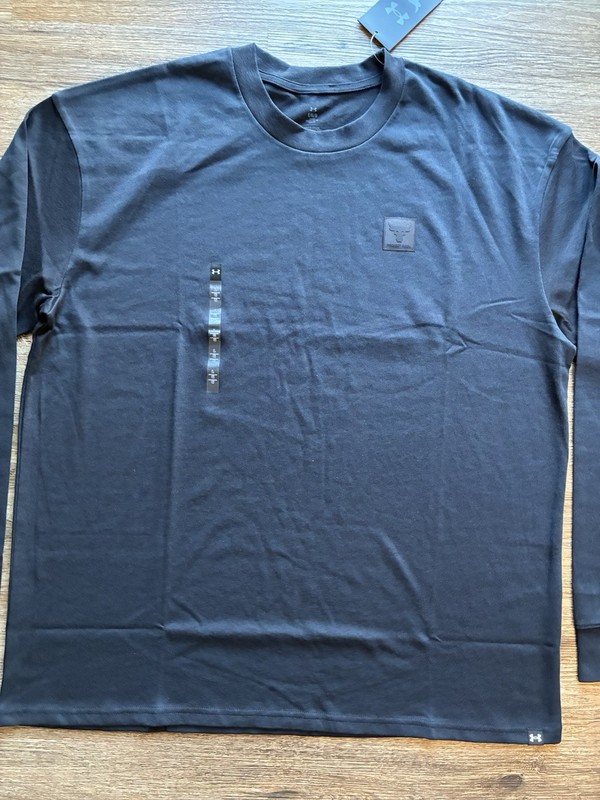 Under Armour Project Rock Cuffed Long Sleeve Black T-Shirt Size Large Loose Fit gallery
