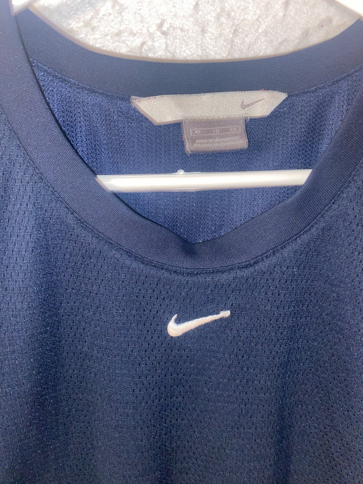 Vintage Nike Sleeveless Mesh Shirt Silver Gray Tag Blue Center Swoosh Men's XL gallery