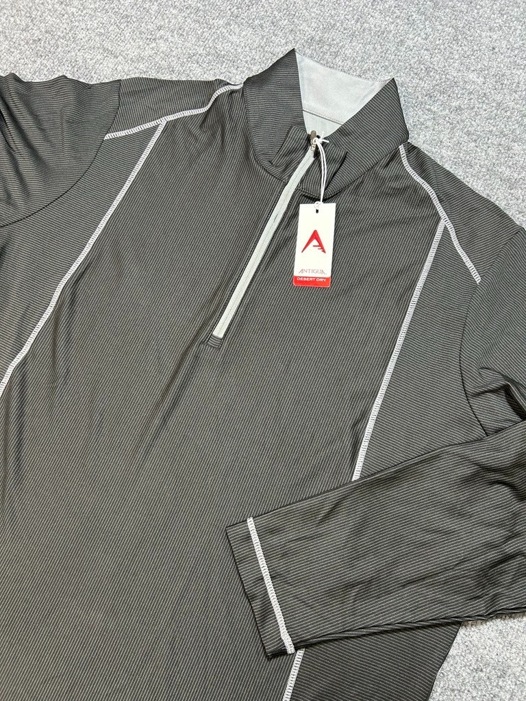 Antigua Tempo Golf Pullover 1/4 Zip Mens XL Black Pinstripe Shirt NWT 198/BLA/ST gallery