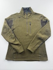 Kuhl Pullover Mens Medium Green Fleece Quarter Zip Mock Neck Hiking Top Outdoor
