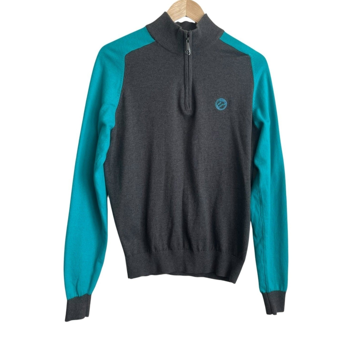 IJP Mens Merino Wool Blend Golf S Color Block Quarter Zip Athletic Preppy Y2k gallery