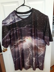 Men’s Size 6XL Space Theme Round Neck Short Sleeve Stretch T-Shirt