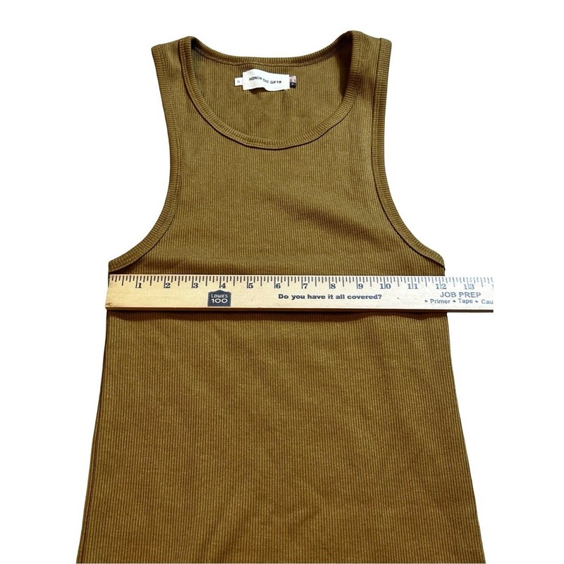 Honor The Gift Crest Ribbed Tank Top Khaki Size Small NWT Streetwear gallery