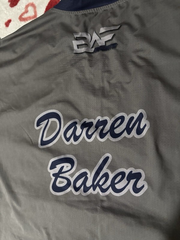BAF Apparel Bowling Jersey Darren Baker We Bowl For Nardy Men's XL Gray Navy gallery