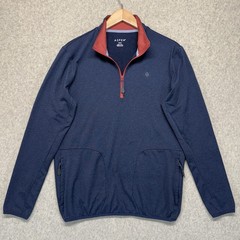 Aspen Men’s Quarter Zip Pullover Jacket Navy Red Lightweight Stretch Size S