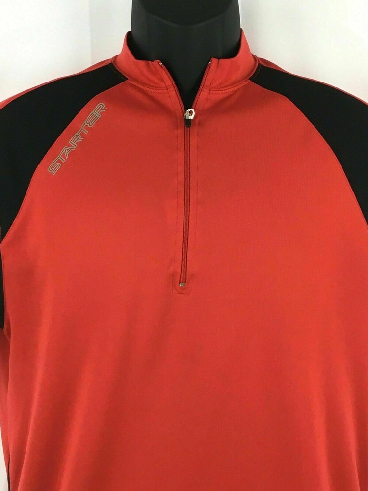 Starter Dri Star Quarter Zip Athletic Workout Shirt Red Size Small
