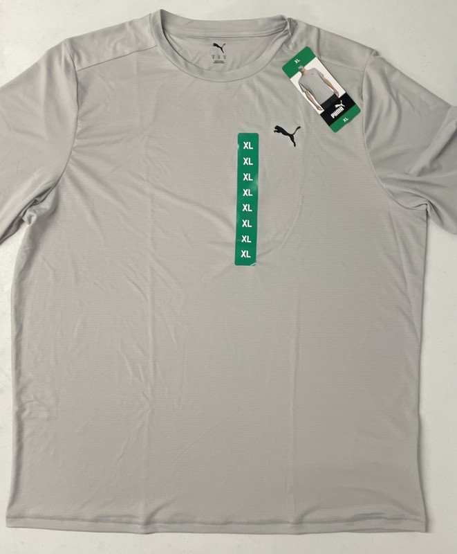 PUMA Men's Lightweight Crew Active Tee Shirt Short Sleeve Logo GRAY XL Performan gallery