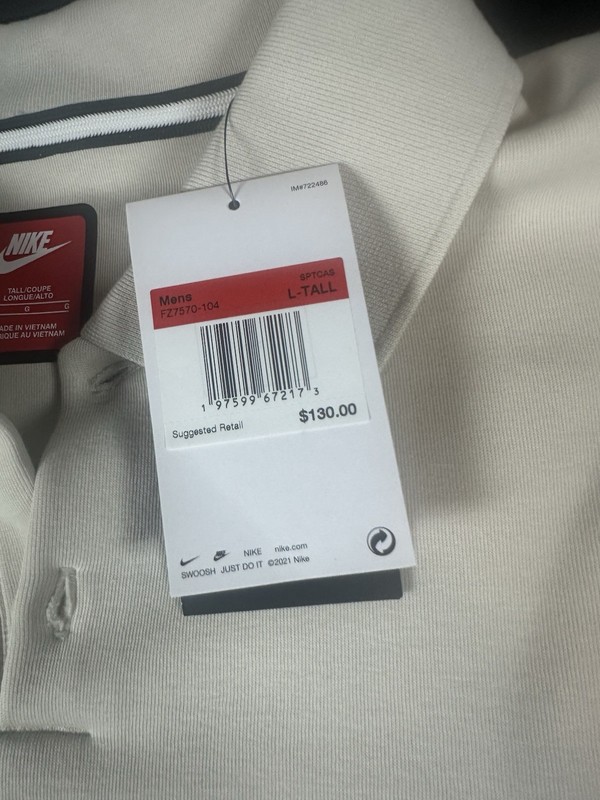 Nike Tech Fleece Reimagined Long Sleeve Polo ‘Beige’ (size mens L-Tall) LT NWT gallery
