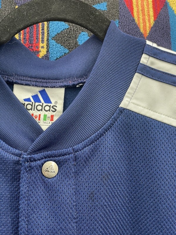 Adidas Mens Snap Shooting Shirt Basketball Warm Up Vintage Medium Navy Blue gallery