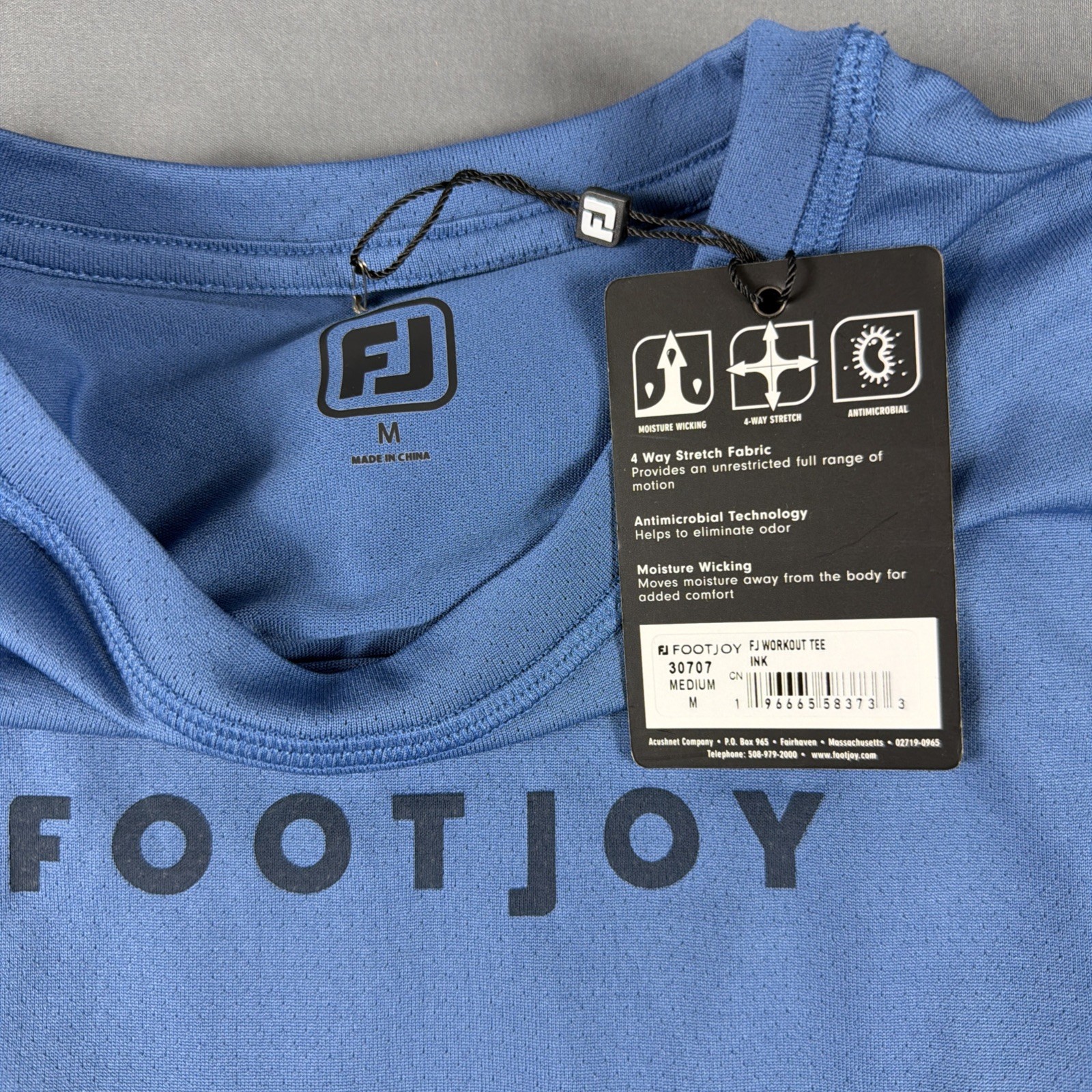 FootJoy Golf Tee T-Shirt Workout Medium Ink Blue Polyester NWT MSRP $65 gallery