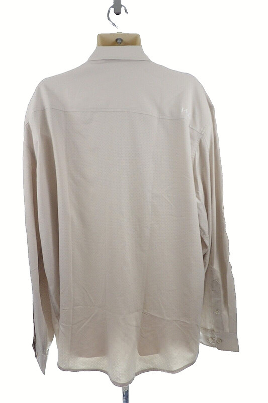 NWT Huk Mens Button Up Short Sleeve Performance Khaki Tan Vented Fishing 2XL gallery