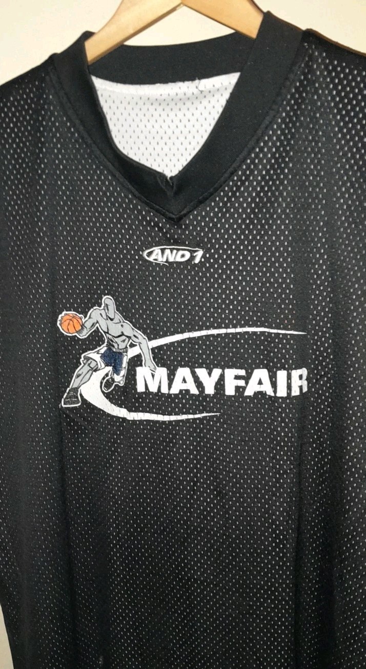 Vtg 1990s Y2K 2000s AND1 Mayfair Jock Basketball Reversible B&W Jersey Print XXL gallery