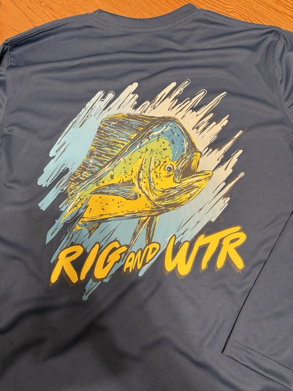 Rig & Water Men’s Medium Blue Performance Fishing Long Sleeve Moisture Wicking gallery