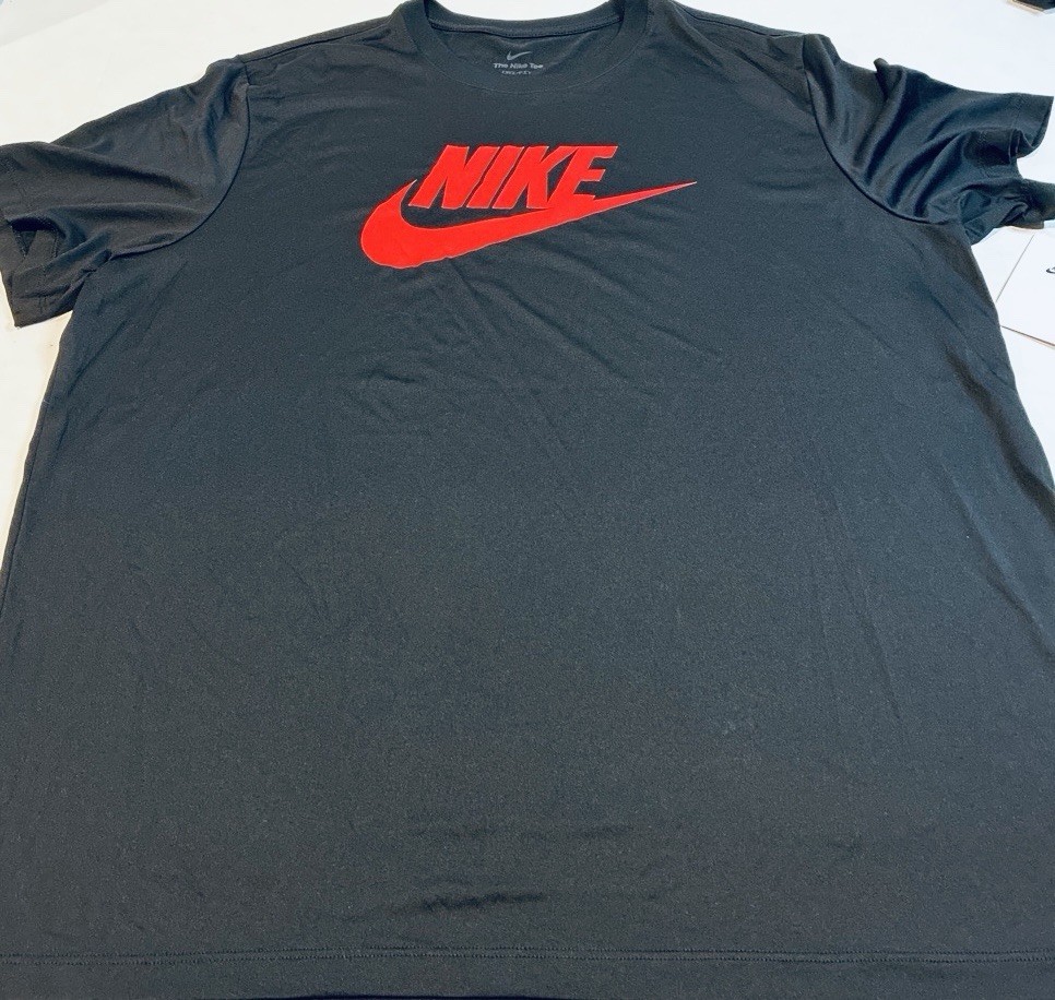 Nike Dri-FIT Men's Crew Neck Short Sleeve Logo Tee Black/Red XXL DR0682-010 gallery