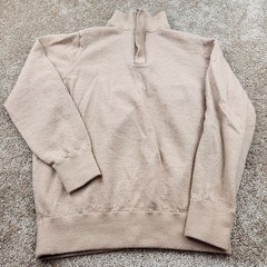 Mizzen + Main Pullover Men’s Medium Tan Trim Fit Athletic 1/4 Zip Stretch FLAW