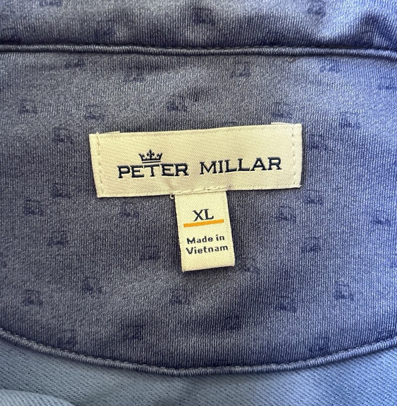 Peter Millar Perth Carts Men's Performance Quarter 1/4 Zip Pullover Blue XL gallery