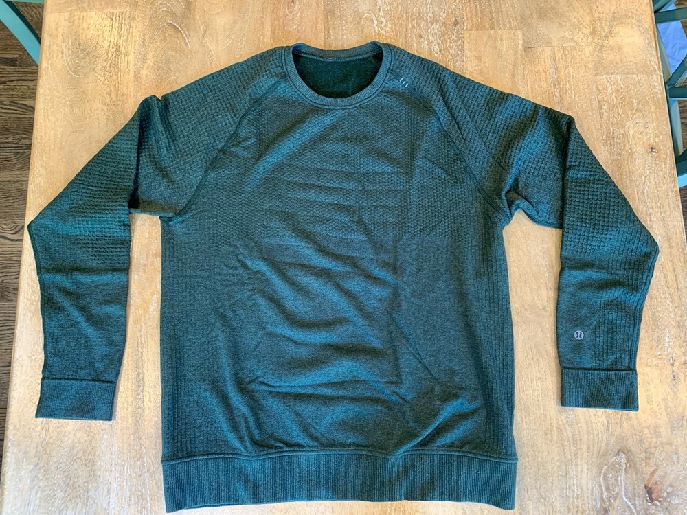 🔥 LULULEMON Engineered Warmth 🔥 Mens Long Sleeve Crew 🔥 L large PINE GREEN🔥