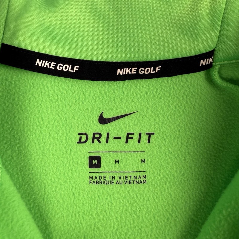 Nike Golf Dri-FIT Pullover Mens M 1/4 Zip Lime Neon Green Colorblock Sweatshirt gallery