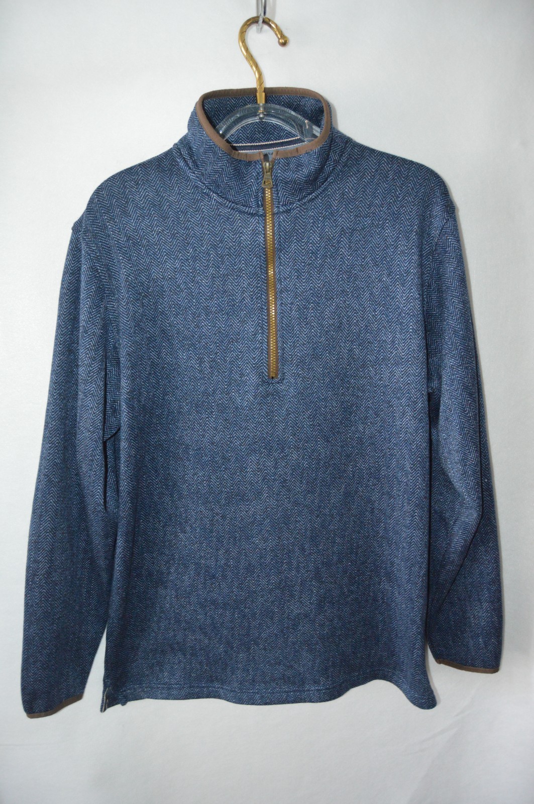 Weatherproof Vintage Men’s 1/4 Quarter Zip Fleece Pullover Blue Herringbone XL gallery