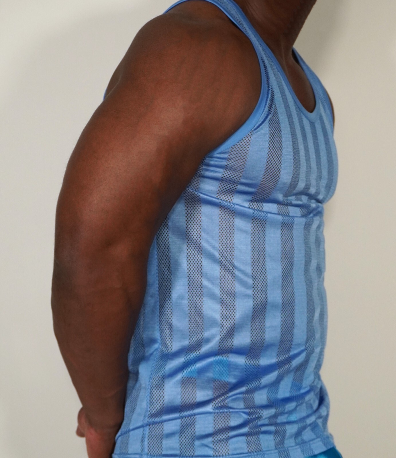 MESH POWDER BLUE POLYESTER SHIRT SIZE M gallery