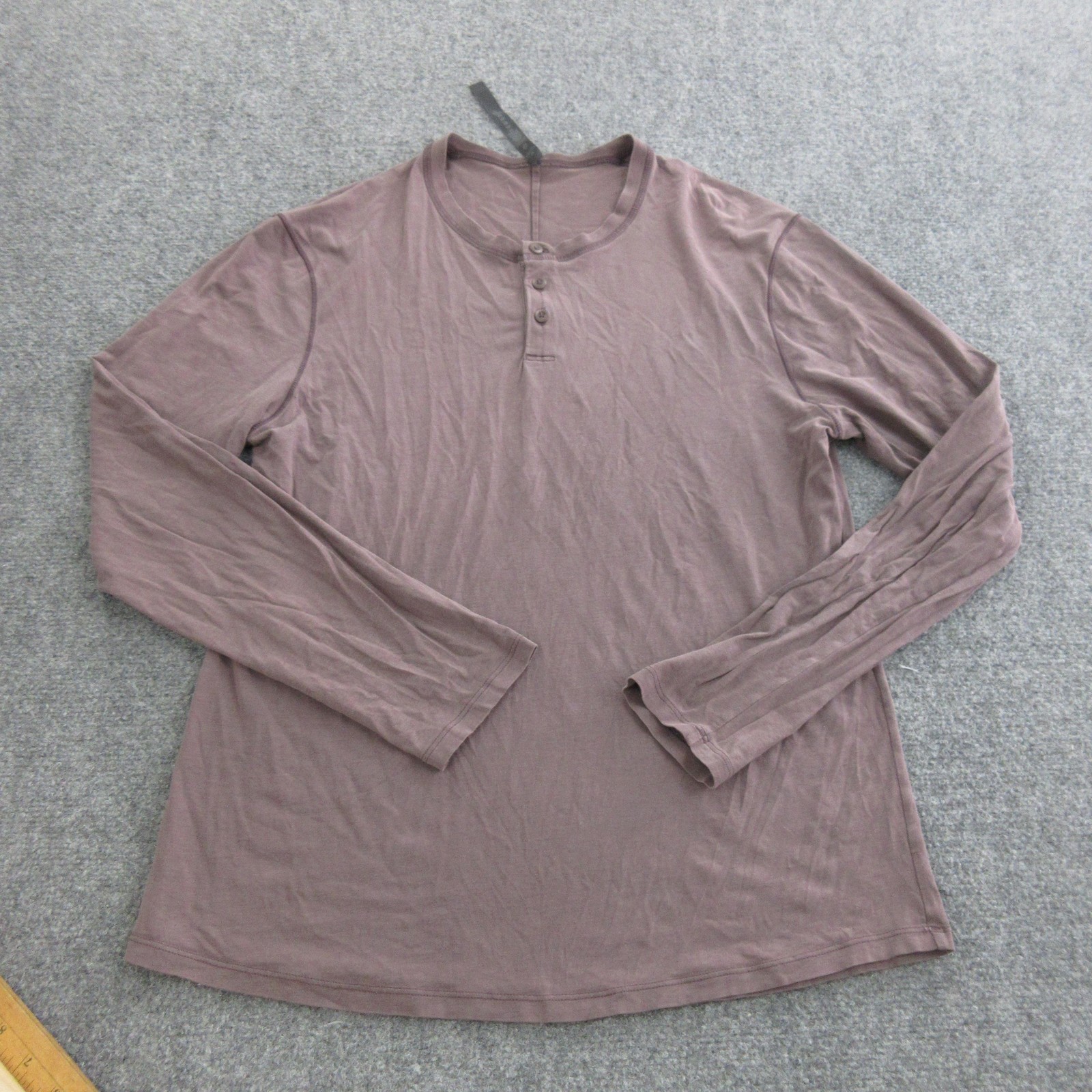 Lululemon Shirt Mens Medium Purple Long Sleeve Henley Lightweight Athletic Top gallery