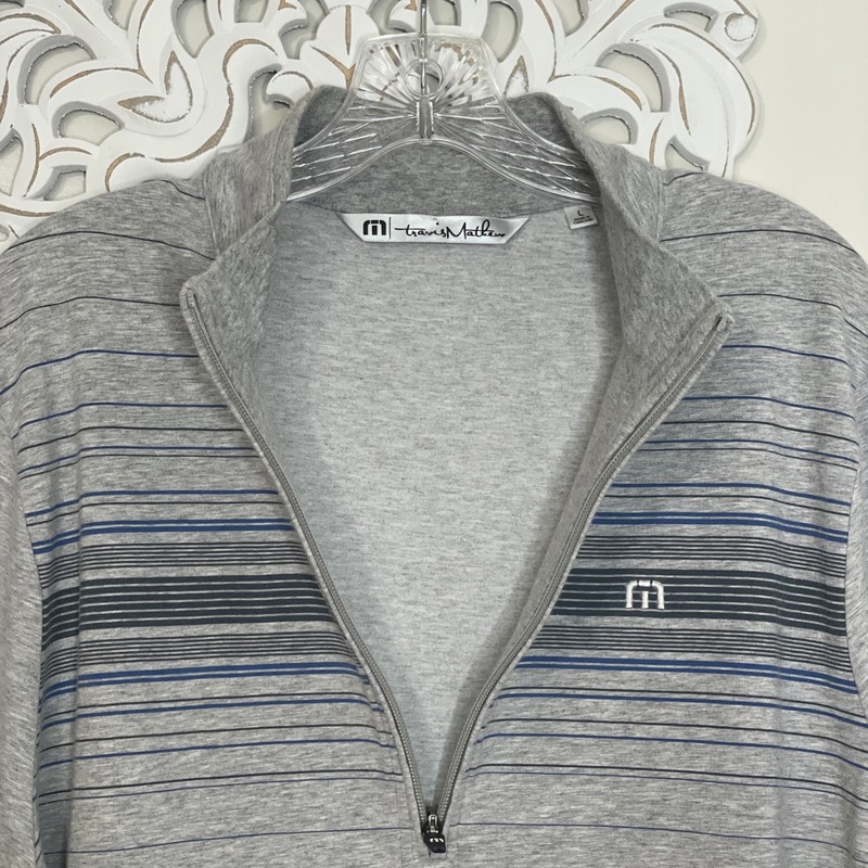 TRAVIS MATTHEW size LARGE Pullover Long Sleeve 1/2 Zip River Run CC Golf GRAY gallery