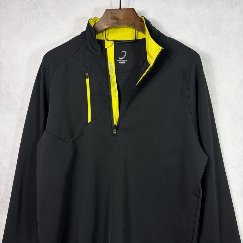 Zero Restriction 1/4 Zip Pullover Mens Large Black Tour Series Golf Performance gallery