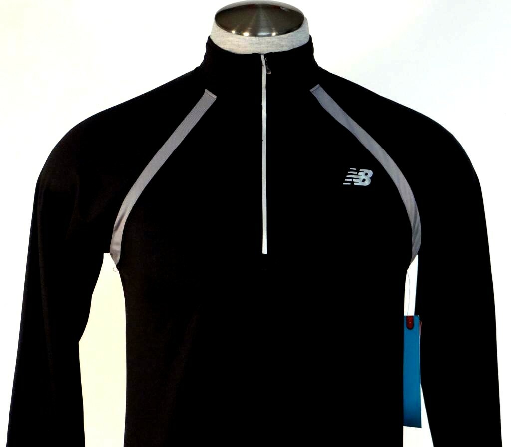 New Balance NB Dry NB Heat Black 1/2 Zip Long Sleeve Running Shirt Men's NWT gallery