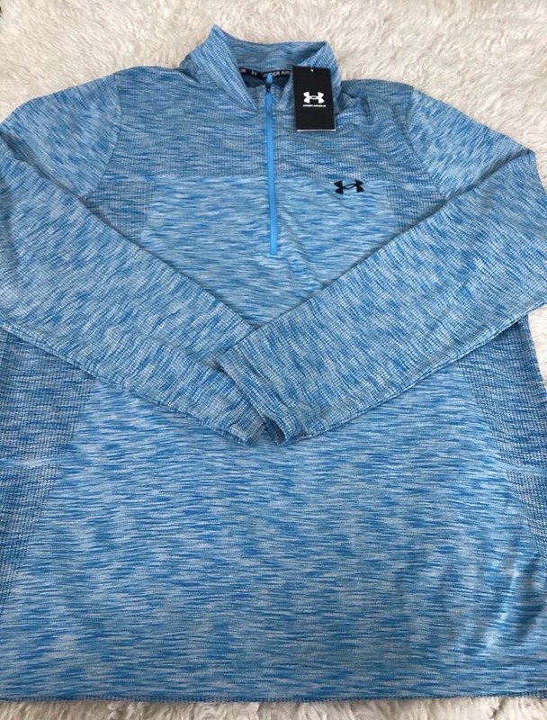 Under Armour Men's UA Seamless 1/2 Zip Long Sleeve Shirt 2XL 1359875 Gray Blue gallery