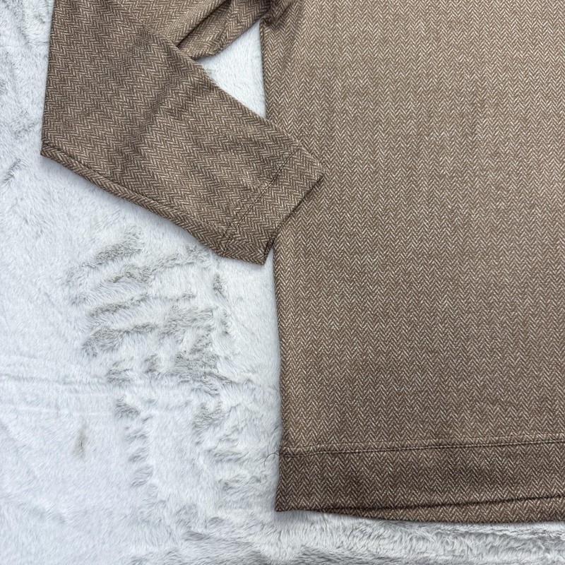 Rhoback Pullover Mens XL Brown 1/4 Zip Mock Neck Herringbone Stretch Golf gallery