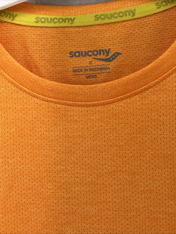 Saucony Orange Shirt Mens Small Stopwatch Graphic Short Sleeve - Polyester gallery