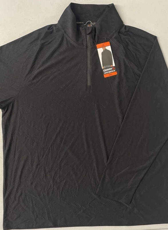 GERRY Men's Active Quarter Zip Regular Fit Pullover Shirt XXL Stretch BLACK 1/4 gallery