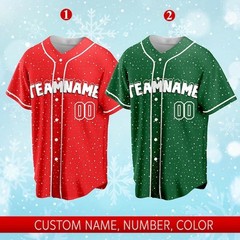 Custom Christmas Baseball Jersey, Personalized Team Name & Number Gift