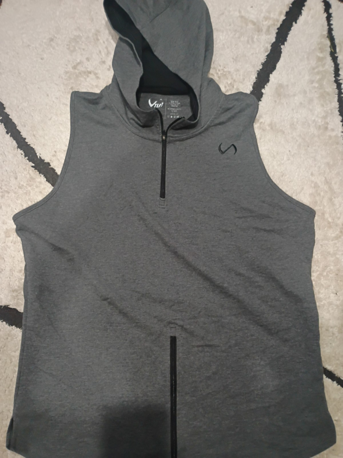 Tlf Workout Sleeveless Pullover Quarter Zipper Size Large Gray gallery