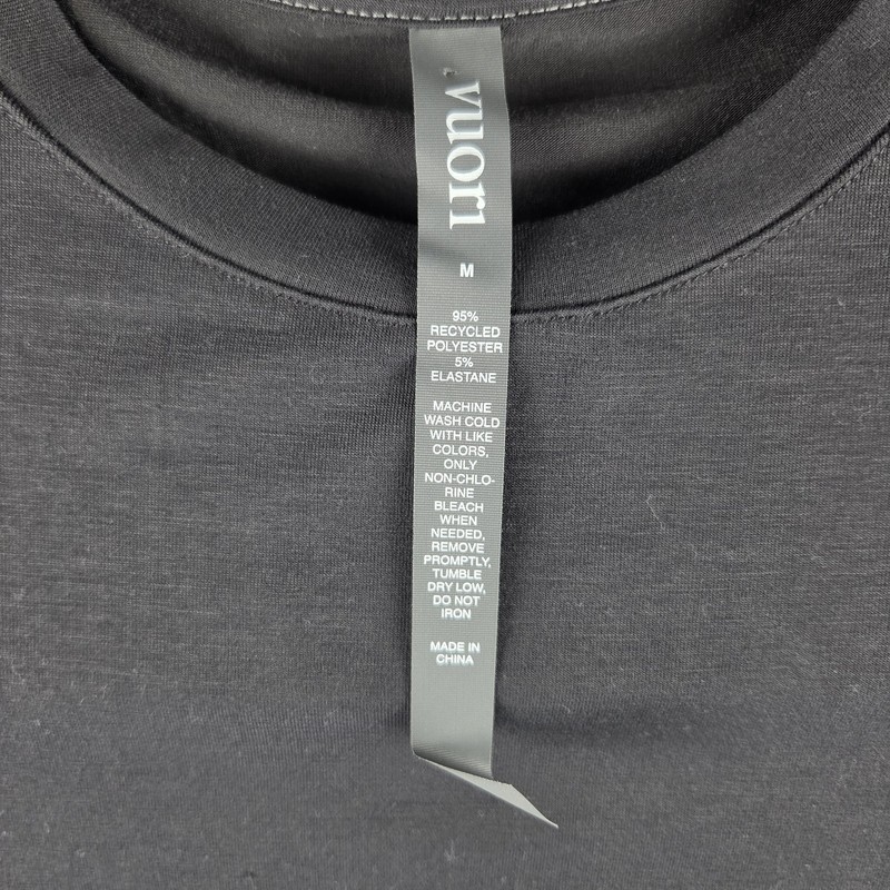 Vuori Current Tech Crew Neck Long Sleeve Black T Shirt Men's Medium White Stitch gallery