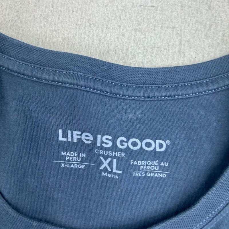 Life Is Good Shirt Mens XL Blue Cotton Long Sleeves Pullover Crusher Tee gallery