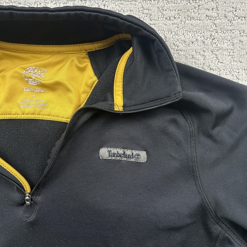 Timberland Pullover Mens Medium Black 1/4 Zip Mock Neck Fleece Hiking Top gallery
