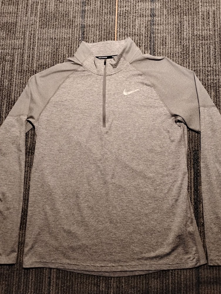 NIKE Dri-Fit ELEMENT Running Half Zip Long Sleeve Pullover Men's Large Gray