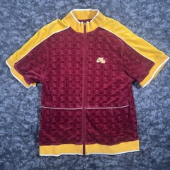 Nike Air BG Velvet Warm Up Top Shirt Mens Size M Red Yellow Vintage Y2K