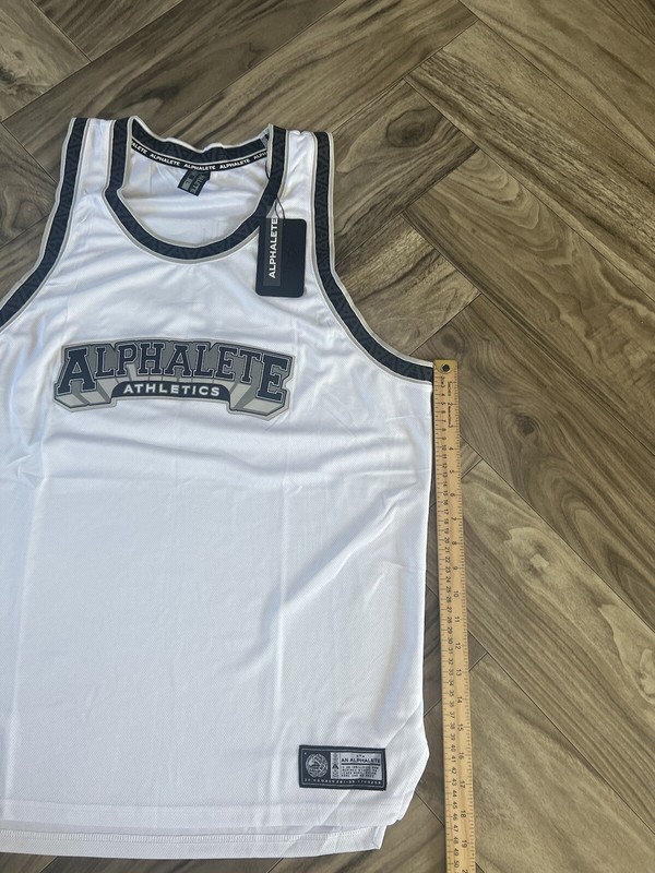 Alphalete Men’s Varsity Basketball Jersey - White , Size Large gallery