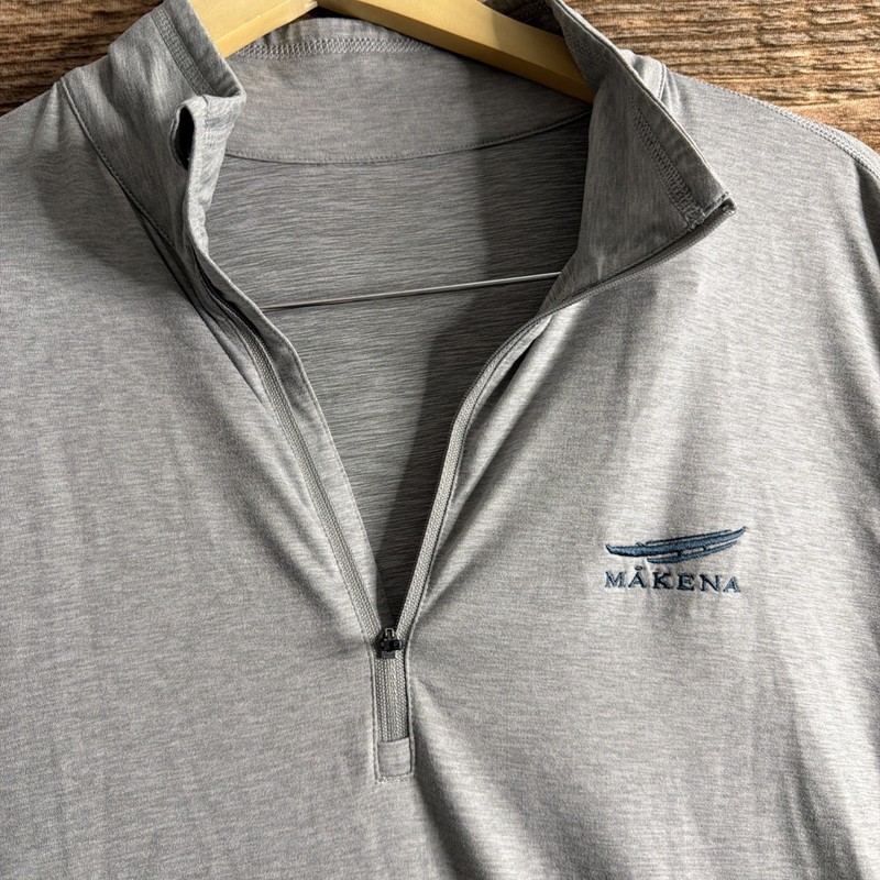 Vuori Shirt Mens Large Gray V221 Quarter Zip Performance Pocket Pullover Logo gallery