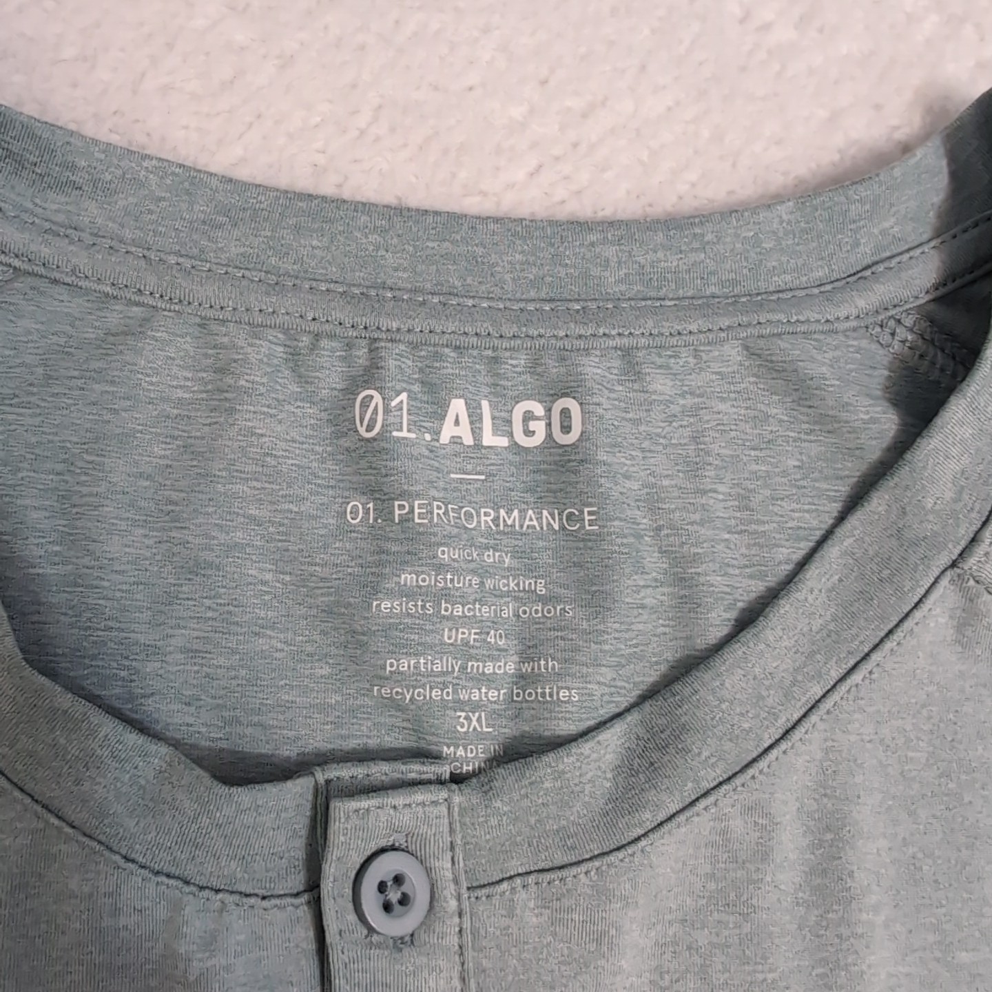 NEW 01. ALGO Performance Stretch 6% Spandex Henley Shirt Mens 3XL Blue L/S gallery