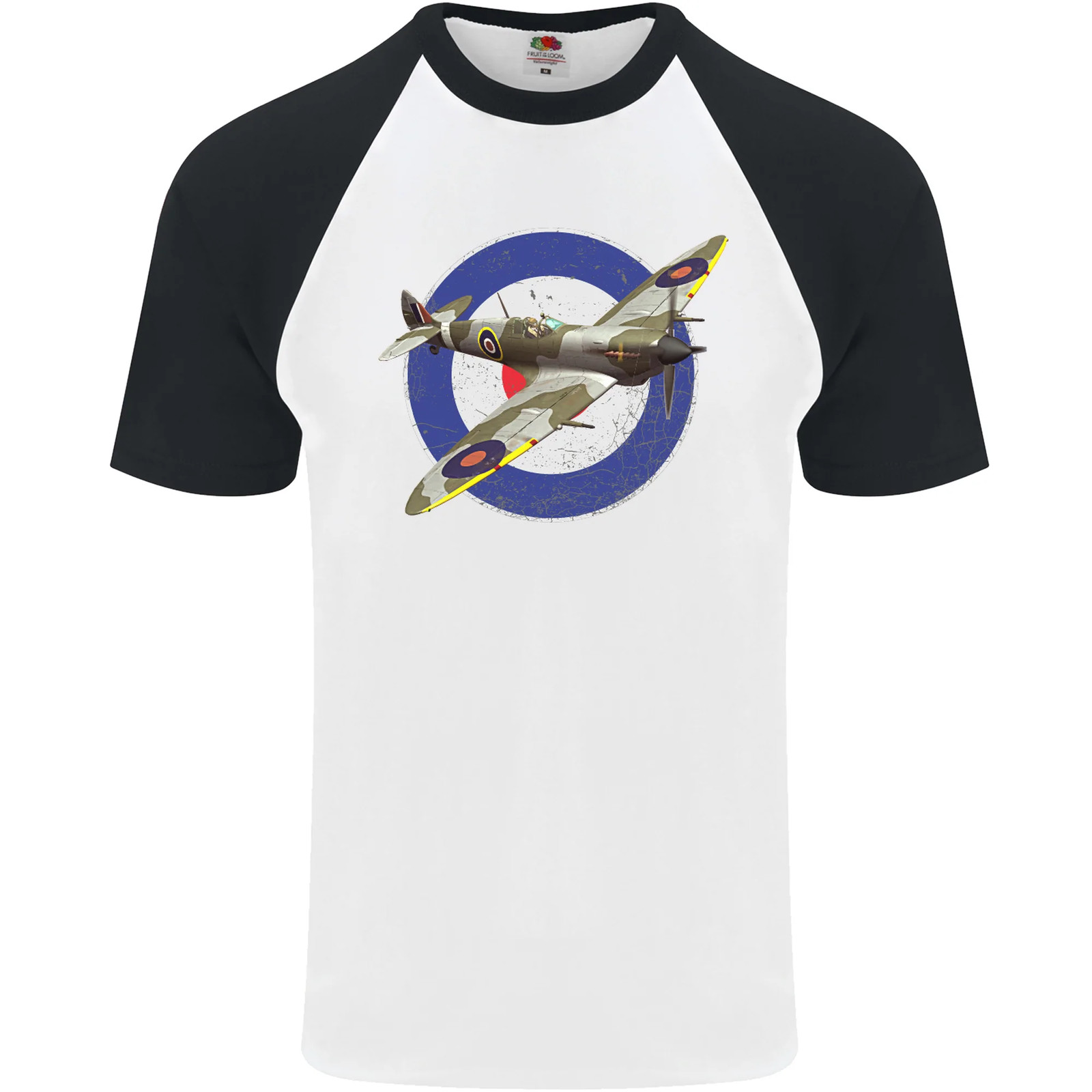 Spitfire MOD RAF WWII Fighter Plane British Mens S/S Baseball T-Shirt gallery