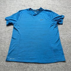 Nike Breathe Running T-Shirt Men L Blue Reflective Mesh Short Sleeve 904800