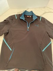 MENS BLACK AND TURQUOISE PUMA STORM Cell SHORT SLEEVE SHIRT SIZE LARGE