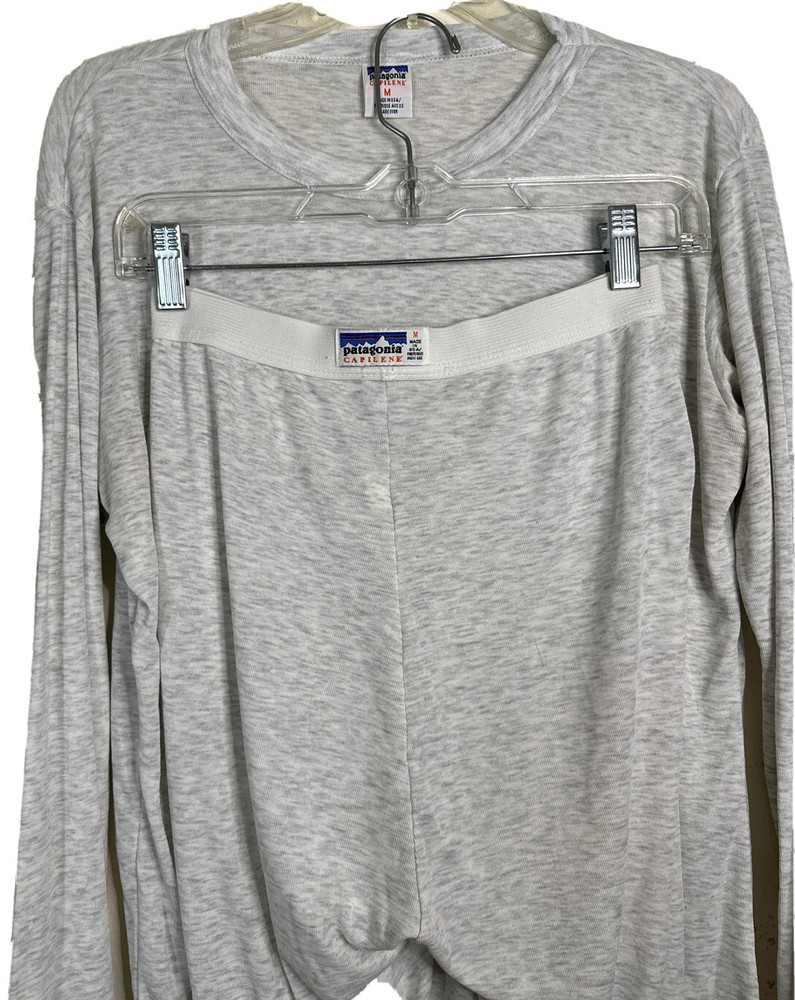 Patagonia Capilene Base Layer Long Sleeve White MADE IN USA Size Medium Vintage