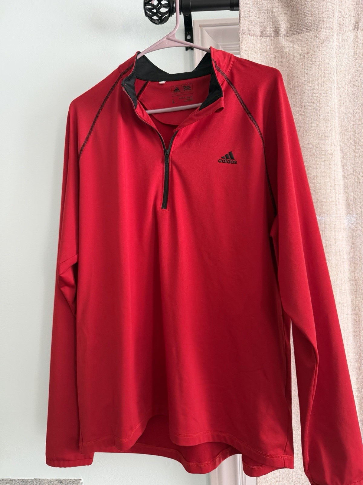 Adidas Men’s Quarter Zip Pullover Long sleeve Size L Red gallery